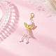 Подвеска в виде ангела из матового акрила и стеклянного жемчуга HJEW-JM03481-01-1