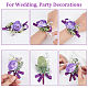 CRASPIRE 2PCS Flower Wrist Corsage Wedding Flowers Accessories Artificial Purple Rose Silk Wristband Boutonniere Buttonholes Rose Wrist Corsage AJEW-CP0001-72-5