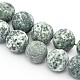Rondes givrées tache verte naturelle perles de jaspe brins G-E302-109-14mm-1