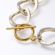 Aluminum Textured Curb Chain Bracelets & Necklaces Jewelry Sets SJEW-JS01094-02-5