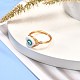 女の子の女性のためのナザールボンジュウの天然なシェルの指輪を持つ心  ゴールデンブラスリング  ホワイト  usサイズ8（18.1mm） RJEW-JR00394-01-2