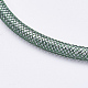 メッシュチューブ  プラスチックネット糸コードネックレス  真鍮カニカン付き  プラチナ  グリーン  18.8インチ（48cm）  3.5mm NJEW-F199-A02-2