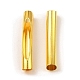 真鍮製チューブビーズ  中空カーブチューブ  ゴールドカラー  32x5mm  穴：4.5mm KK-D040-04G-3