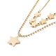 Double Chains Multi Layered Necklaces with Resin Shell Star Charms NJEW-D296-13G-2