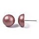 Perlmuttfarbene halbrunde Schimaholz-Ohrringe für Mädchen Damen EJEW-N048-001-09-3