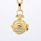 Golden Plated Brass Cage Pendants KK-L040-21G-09-1