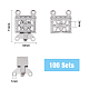 DICOSMETIC 100 Sets Rectangle with Flower Necklace Clasp 2-Strands Jewelry Clasps 4-Holes Filigree Box Clasp End Clasp Lock Extenders Slide Lock Clasp Necklace Connector for DIY Jewelry Making STAS-DC0012-94-2