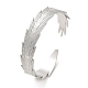 304 bracelets manchette plumes en acier inoxydable BJEW-G694-03P-1