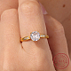 クリアキュービックジルコニアダイヤモンドフィンガーリング  スターリングシルバーの指輪925個  ゴールドカラー  usサイズ8（18.1mm） MS4914-3-2