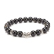 Natural Golden Sheen Obsidian Stretch Bracelet with Alloy Beads BJEW-JB08017-02-1