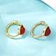 Серьги-кольца из латуни с эмалью в форме сердца EJEW-S277-03G-3