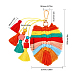 ボヘミアンタッセルペンダントデコレーション  編み葉布チャーム  女性用バッグ飾り  カラフル  19.2~20.2cm KEYC-WH0032-34A-2