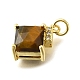 Подвески в форме ромба с огранкой из натурального тигрового глаза KK-U072-07G-2