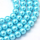 Cottura dipinto di perle di vetro perlato fili di perline rotondo X-HY-Q330-8mm-48-1