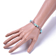 Bracelets extensibles en copeaux de quartz d'amazonite naturelle et de fraise X-BJEW-JB04490-04-3