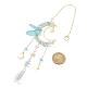 Natural Aquamarine Chips & Brass Moon Pendant Decorations HJEW-TA00066-04-2