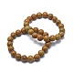 Bracelets stretch de perles de pierre de dentelle de bois naturel X-BJEW-K212-B-041-1