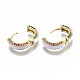 Brass Micro Pave Colorful Cubic Zirconia Huggie Hoop Earrings EJEW-S209-03F-4