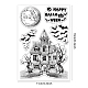 GLOBLELAND Halloween Clear Stamps Horror House Bat Pumpkin Tree Moon Silicone Clear Stamp Seals for Cards Making DIY Scrapbooking Photo Journal Album Decoration DIY-WH0167-56-892-6