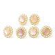 Natural Shell Flower Stud Earrings with Plastic Pearl Beaded EJEW-E599-04G-01-2