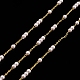 天然真珠ビーズチェーン  真鍮パーツ  溶接されていない  スプールで  18KGP本金メッキ  2.5x1x0.2mm  ビーズ：3mm CHC-M025-66G-1