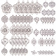 Sunnyclue 1 boîte 60 pièces 10 styles fleur de vie connecteurs pour la fabrication de bijoux fournitures d'artisanat accessoires de bijoux accessoire collier bracelet TIBE-SC0002-04-1