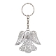 真鍮ペンダントキーホルダー  鉄のスプリットキーリング付き  プラチナ  天使と妖精  9.4cm KEYC-JKC00725-05-1