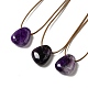 Gemstone Triangle Pendant Necklace with Waxed Cord for Women NJEW-G093-01-2