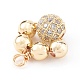 Brass Micro Pave Clear Cubic Zirconia Charms PALLOY-JF00638-01-2