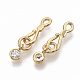 Brass Micro Pave Clear Cubic Zirconia Hook and S-Hook Clasps KK-T051-26G-NF-2
