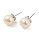 Orecchini a bottone con perle rotonde di perle naturali EJEW-E298-01C-02P-1
