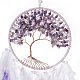 羽のペンダント装飾が施された鉄製のウェブ/ネット  プラスチックとアメジストのビーズで  革紐で覆われている  命の木とフラットラウンド  紫色のメディア  700mm AJEW-B017-06-2