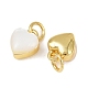 Подвески в виде сердечек из натуральной белой ракушки из латуни с соединительными кольцами KK-F908-07G-2