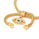 Enamel Evil Eye Charm Slider Bracelet with Round Mesh Chain for Women BJEW-C013-04G-4