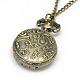 Alloy Flat Round with Number Pendant Necklace Quartz Pocket Watch WACH-N011-28-3
