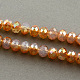Half Plated Imitation Opalite Faceted Rondelle Glass Bead Strands EGLA-S091-10mm-01-2