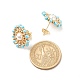 Shell Pearl & Glass Seed Braided Flower Stud Earrings EJEW-JE04921-02-4