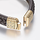 Braided Leather Cord Bracelets BJEW-H561-02G-3