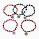 Natural Striped Agate/Banded Agate(Dyed) Charm Bracelets BJEW-JB03249-1