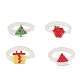 4 шт. рождественские стеклянные бусины кольца для женщин RJEW-MZ00029-2