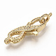 Brass Micro Pave Clear Cubic Zirconia Lobster Claw Clasps ZIRC-S066-011-2