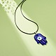 Blaue Bunte Malerei-Halskette mit bösem Blick-Anhänger und gewachster Kordel für Damen NJEW-JN03955-02-2