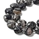 Chapelets de perles de pierre noire/soie noires naturelles G-NH0004-037-4
