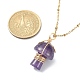 Collar con colgante envuelto en alambre de cobre con piedras preciosas de setas para niñas y mujeres NJEW-JN04281-3