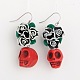 Stylish Skull Howlite Beads Earrings EJEW-JE01060-2