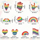 DELORIGIN 10Pcs 10 Style Rainbow Enamel Pin JEWB-DR0001-02-2