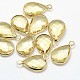 Golden Tone Brass Glass Drop Pendants X-GLAA-J017A-HF18-G-1
