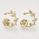 Brass Micro Pave Clear Cubic Zirconia Stud Earring Findings X-EJEW-T007-13G-NF-1