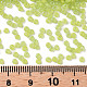 12/0グレードの丸いガラスシードビーズ  透明なつや消しスタイル  ABカラーメッキ  緑黄  2x1.5mm  穴：0.8mm  約30000個/袋 SEED-Q010-M548-3