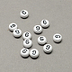 Perles de lettre à trous horizontaux acryliques blanches et noires SACR-Q101-01G-1
